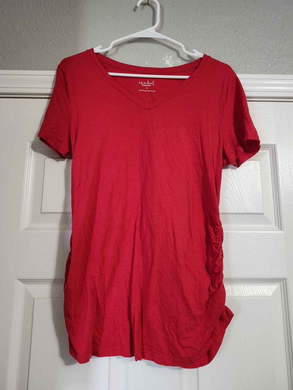 Maternity Red Short Sleeve V-Neck Top